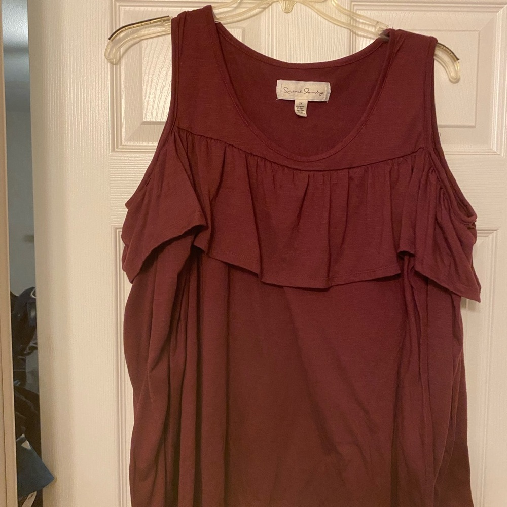 French Laundry Red Ruffled Scoop Neck long sleeve 3x